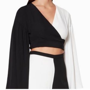 Staud Black & White Wrap Top